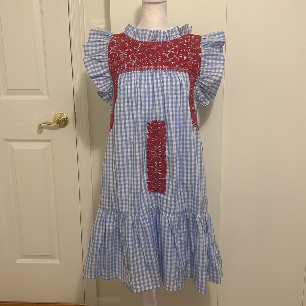 Tuckernuck J. Marie The Rebel Ruffle Blue and White Gingham Dress NWT Size XS - Picture 3 of 9